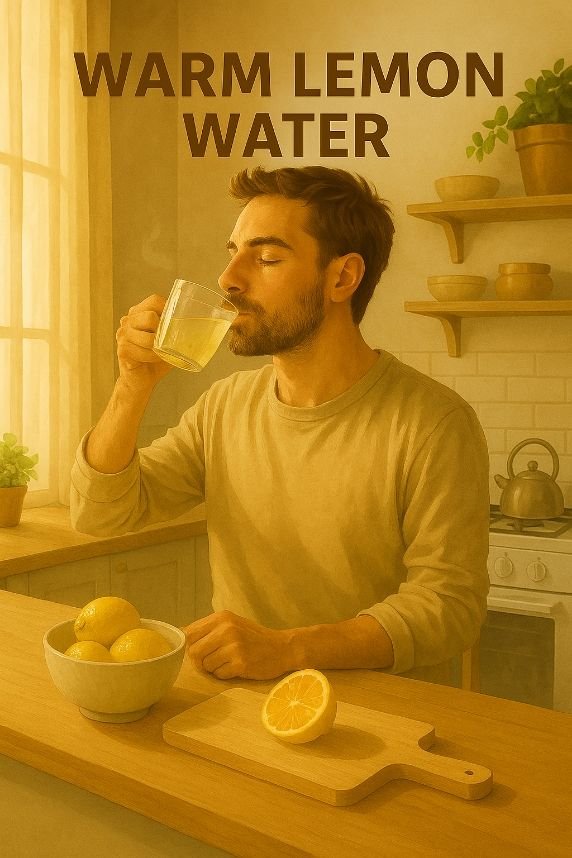 Person following a morning hydration routine with warm lemon water