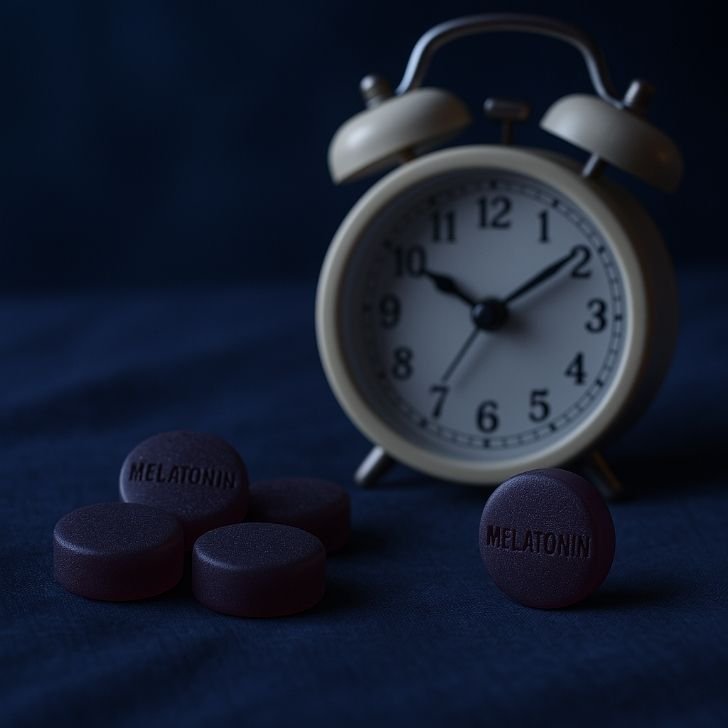 Melatonin tablets help regulate sleep and support circadian rhythm