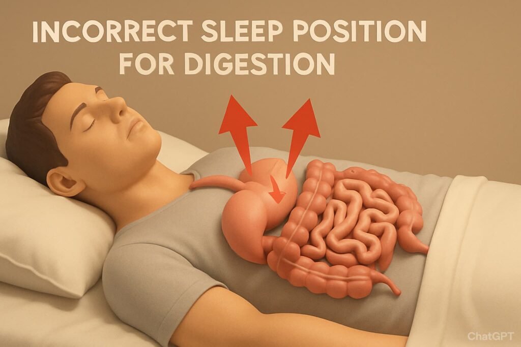 Diagram showing why sleep positions for digestion affect gut health sleep posture.