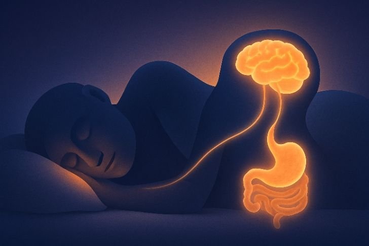 Connection between sleep posture, digestion, and mental health wellness.