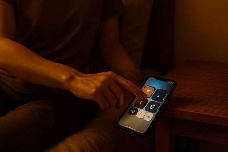 Putting phone on airplane mode at night to reduce stress and lower cortisol before bed.