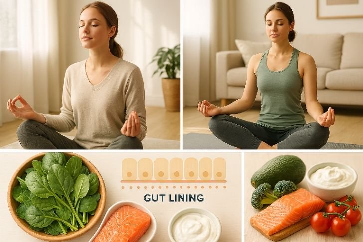 Lifestyle practices like meditation, yoga, and diet that help reduce stress and gut inflammation