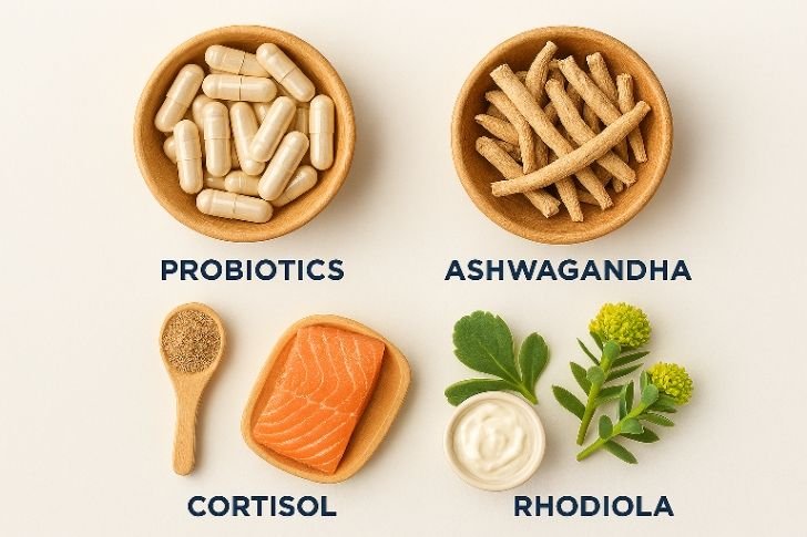 Supplements and probiotics that support gut health and reduce stress