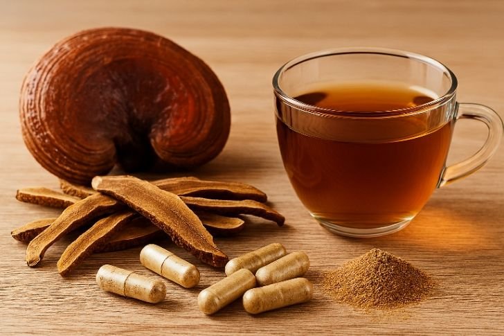 Reishi mushroom supplements known as mushroom of immortality for immune support