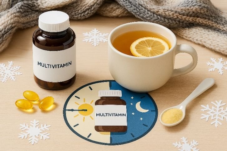 Immune system boosters with vitamin D, vitamin C, and multivitamins.