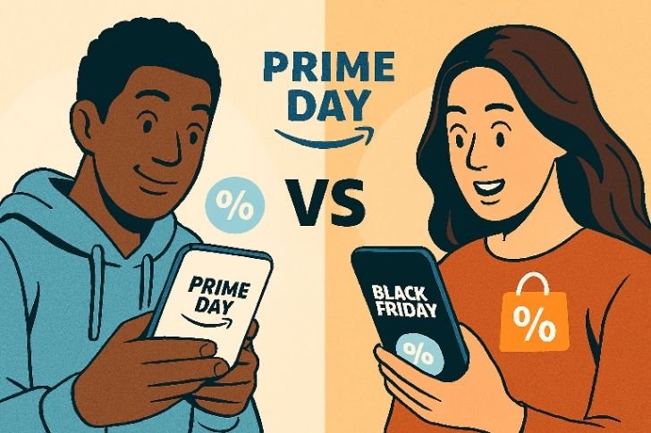amazon prime day vs black friday shopping decision 2025 on mobile apps